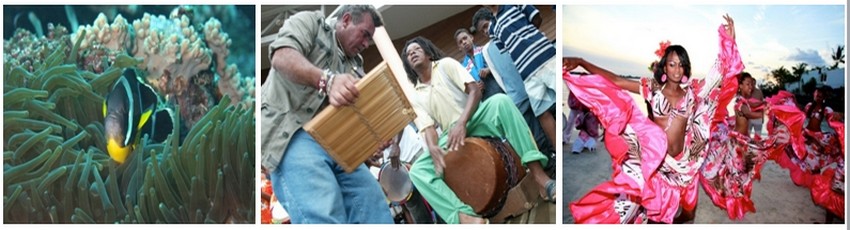 Fonds marins et musique traditionnelle pour accompagner les danseuses de Maloya (Crédit photos DR)