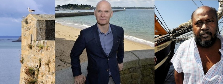 De gauche à droite : Remparts de Saint-Malo (© David Raynal); Retour à  Saint-Malo  de l’écrivain américain Anthony Doerr, prix Pulitzer pour « Toute la lumière que nous pouvons voir"  éditions Albin Michel, un roman dont l’action se déroule dans la cité corsaire qu’il avait découverte lors de son passage en 2006.(© Ouest-France); L'écrivain haïtien Lyonel Trouillot (©  DR)