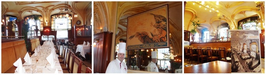 De gauche à droite  un intérieur signé par des maîtres de l’École de Nancy avec en souvenir l’image de la brasserie Moreau..©  Bertrand Munier