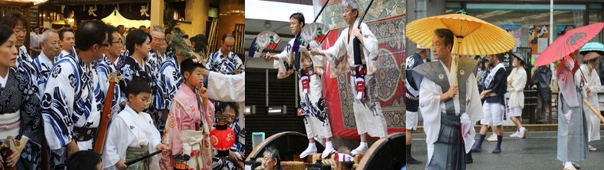 Festivités lors du Gion Matsuri, l'un des trois plus célèbres festivals du Japon avec le Tenjin Matsuri et le Kanda matsuri. © Mathis Cros