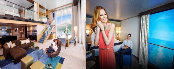 Des nouveautés exclusives Royal Caribbean, telles que le bar et ses robots barmans ou les balcons virtuels qui seront disponibles dans les cabines intérieures habituellement aveugles et qui offriront à leurs occupants une vue panoramique sur la mer et les ports (Crédit photos DR) Des nouveautés exclusives Royal Caribbean, telles que le bar et ses robots barmans ou les balcons virtuels qui seront disponibles dans les cabines intérieures habituellement aveugles et qui offriront à leurs occupants une vue panoramique sur la mer et les ports (Crédit photos DR)
