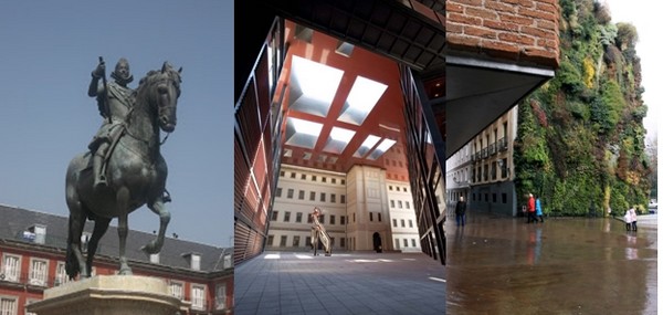 Madrid sa plaza Mayor avec en son centre la célèbre statue équestre de Philippe III, son Paseo del Arte et ses prestigieux musées dont celui de la Reina Sofía qui abrite le Guernica de Picasso. © David Raynal