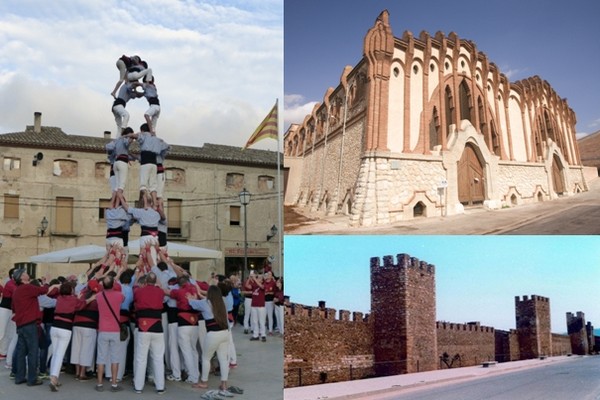 1/ A Montblanc, les tours humaines rivalisent de hauteur © Catherine Gary ; Celler moderniste de Nulles  - ©  Miguel Raurich ; Les murailles de Montblanc (Catalogne) © DR