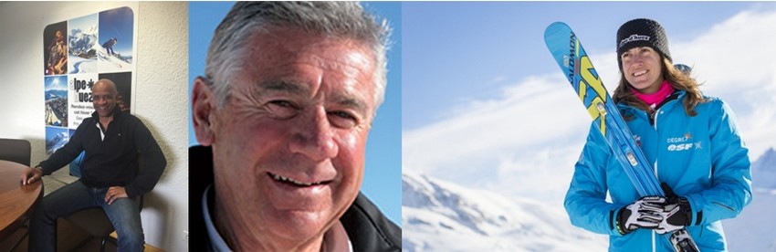 Tous, de François Bajily (directeur des Alpe d'Huez Tourisme) à Christian Reverbet (Directeur du Service des pistes) sans oublier Ophélie David, championne de ski-cross, abordent, le sourire aux lèvres, le coup d'envoi de la saison 2015 de la Station d'Alpe d'Huez.  © L.Salino Tous, de François Bajily (directeur des Alpe d'Huez Tourisme) à Christian Reverbet (Directeur du Service des pistes) sans oublier Ophélie David, championne de ski-cross, abordent, le sourire aux lèvres, le coup d'envoi de la saison 2015 de la Station d'Alpe d'Huez.  © L.Salino