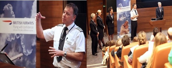 Les cours  « Flying with confidence » sont dispensés par des pilotes et des membres du personnel British Airways dont le  commandant de bord Steve Allright . © British Airways