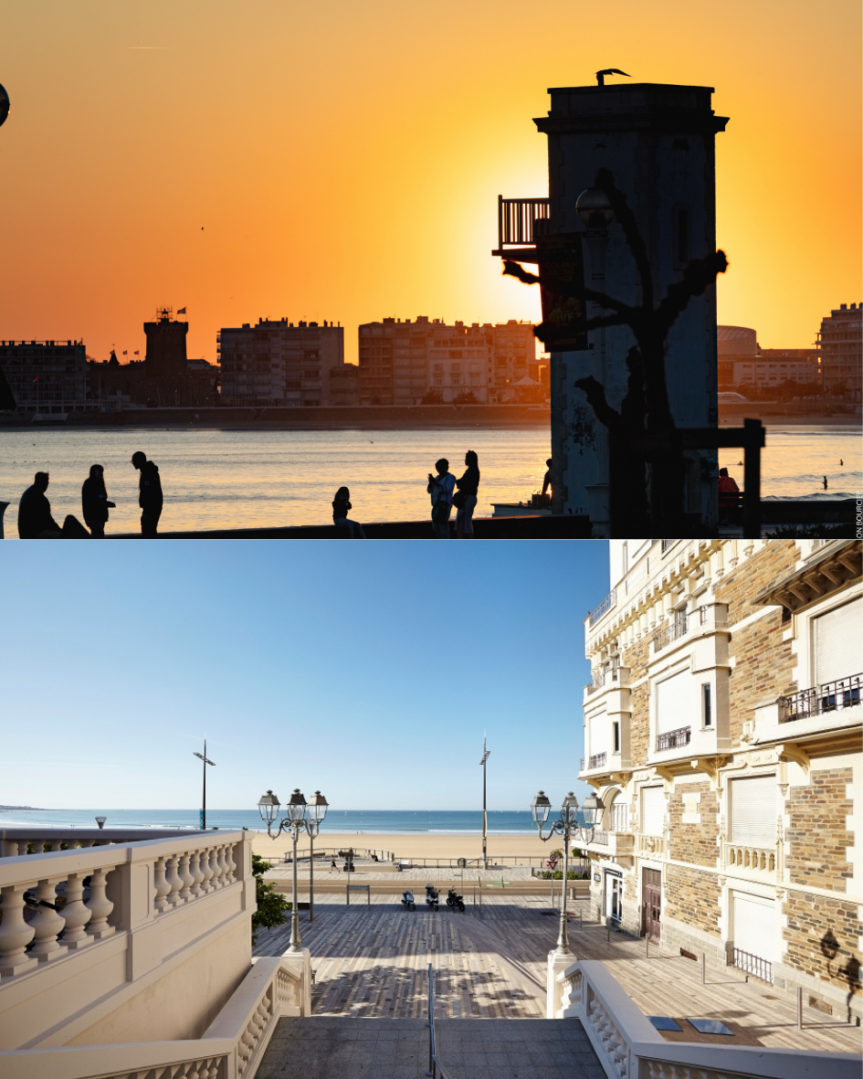 Aux Sables-d’Olonne, le Remblai relève par ses extravagantes maisons du lieu de patrimoine - Photo A Lamoureux. Pas mieux que la grande plage des Sables pour un coucher de soleil en CinémaScope Photo Simon Bourcier